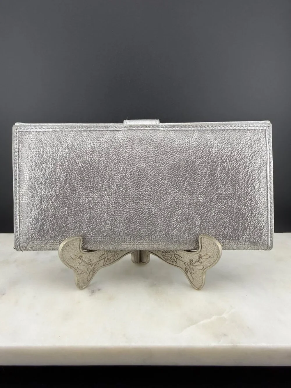 Vintage Salvatore Ferragamo Gancini Silver Wallet